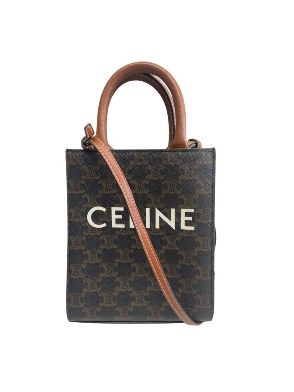 Celine Vertical Cabas Mini Handbag Triomphe Canvas